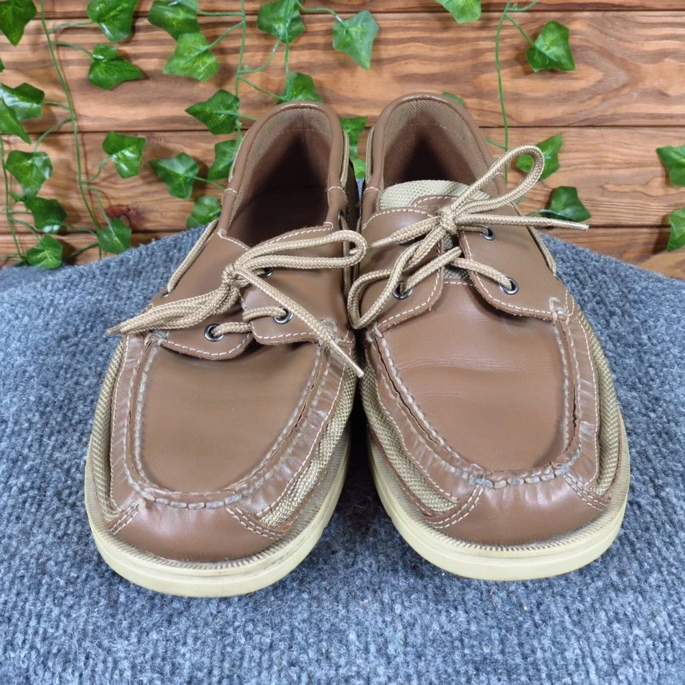 Rockport Surveyor Mens Boat Shoe‎ Size 9.5 Casual Nautical Brown Leather Tan